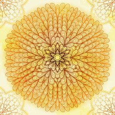 Hand drawn circular beige ornament N31