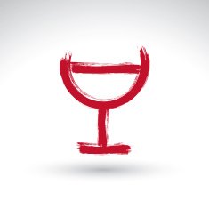 Hand drawn simple half full wineglass brush drawing goblet icon