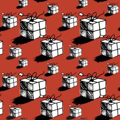 Seamless christmas gift box pattern doodle style vector N3