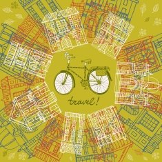 City bicycle and old houses