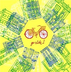 City bicycle and old houses N2