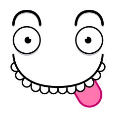 Vector Cute Cartoon White Face With Tongue Out N2
