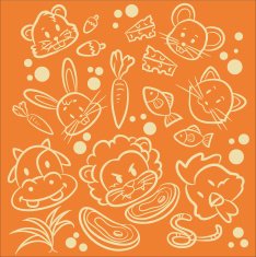 Cute animal pattern with its food N2