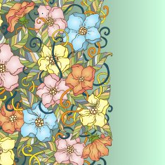 Abstract art flowers and leaves pattern card