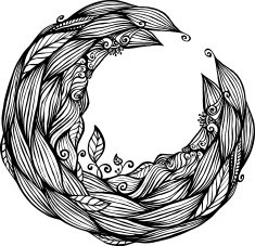 Blue hair waves doodle circle frame N2