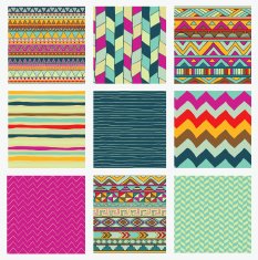 Aztec Tribal Seamless Colorful Pattern Set