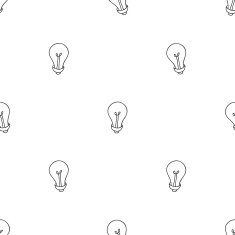Hand drawn seamless pattern of light bulbs Idea symbol