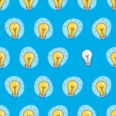 Hand drawn seamless pattern of light bulbs Idea symbol N2