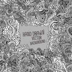 Abstract vector decorative doodles city background