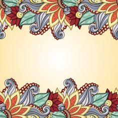 Vector Colored Floral Background Hand Drawn Texture N92
