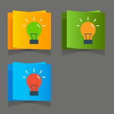 Set of simple icons flat color light bulbs N4