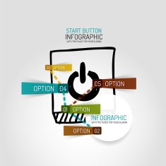 Hand drawn power button design and infographics