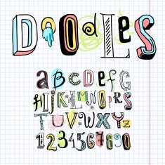 Doodle alphabet font notebook