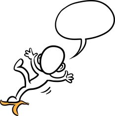 doodle small person - slipping on the banana peel