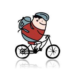 Tourist rides a bike cartoon for your design N2