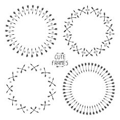 Set of vector arrows frames Hand drawn doodles Sketch