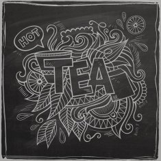 Tea hand lettering and doodles elements background N8