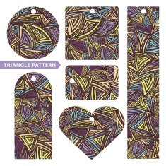Tag set with abstract triangle ethnic ornament