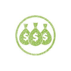 Money icon with three bags vector hand drawn symbol