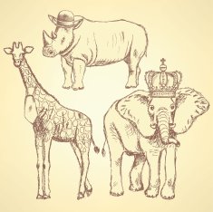Hipster animals vector vintage background N2
