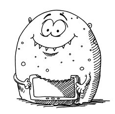 Funny Monster Eating Tablet PC