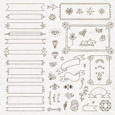 Vintage hand drawn design elements set 6 Vector illustration
