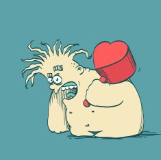 Cartoon Character With A Hammer In Form Of Heart