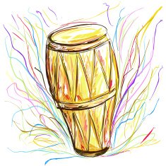 Drum in color sketch style
