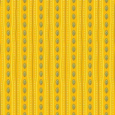 Pattern of yellow lines white dots small green leave drawings
