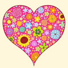 Flowers pattern inside a heart shape frame N2