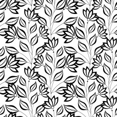 Vector Seamless Monochrome Floral Pattern N262