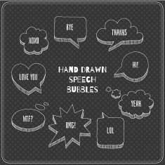 Speech bubbles doodles in blackboard