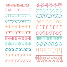 2016 Christmas hand drawn border set element New Year brushes N3