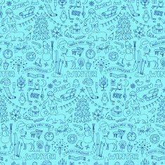 Winter seamless hand drawn doodle pattern