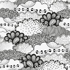Seamless pattern with vector abstract clouds