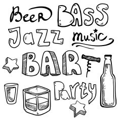 Hand drawn icons words