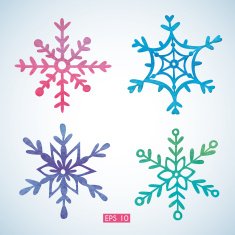 Set of watercolor snowflakes N4