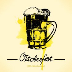 Oktoberfest hand drawn illustration with watercolor back