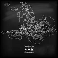 Vector elegance drawing sailfish at blackboard
