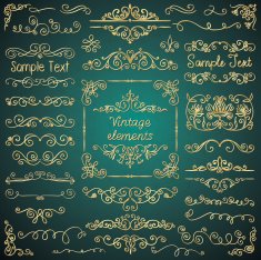 Vector Golden Glossy Luxury Hand Drawn Design Elements N3