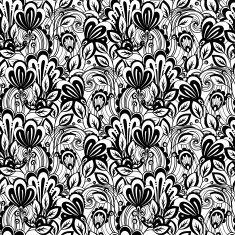 Vector Seamless Monochrome Floral Pattern N263