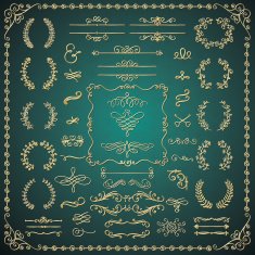 Vector Golden Glossy Luxury Hand Drawn Design Elements N4