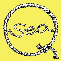 Word "Sea" in the circle rope frame on yellow background