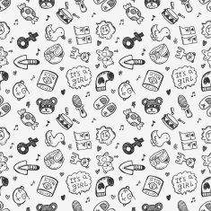 seamless doodle baby pattern background N45
