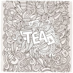 Tea hand lettering and doodles elements background N9