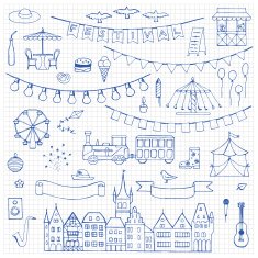 Festival hand drawn doodle set N2