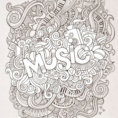 Music hand lettering and doodles elements background N5