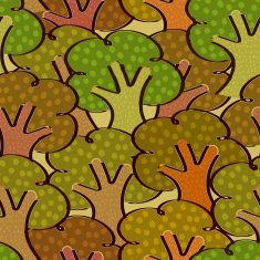 Bright seamless background with trees in a simple style Vector
