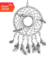 Native american dream catcher with feathers
