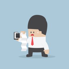 Businessman was shocked by seeing the bill from smartphone